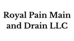 The logo for royal pain main and drain llc is black and white.