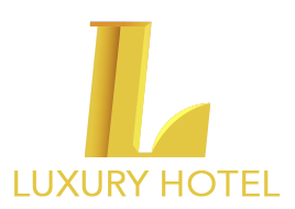 A logo for luxury hotel with a gold letter l