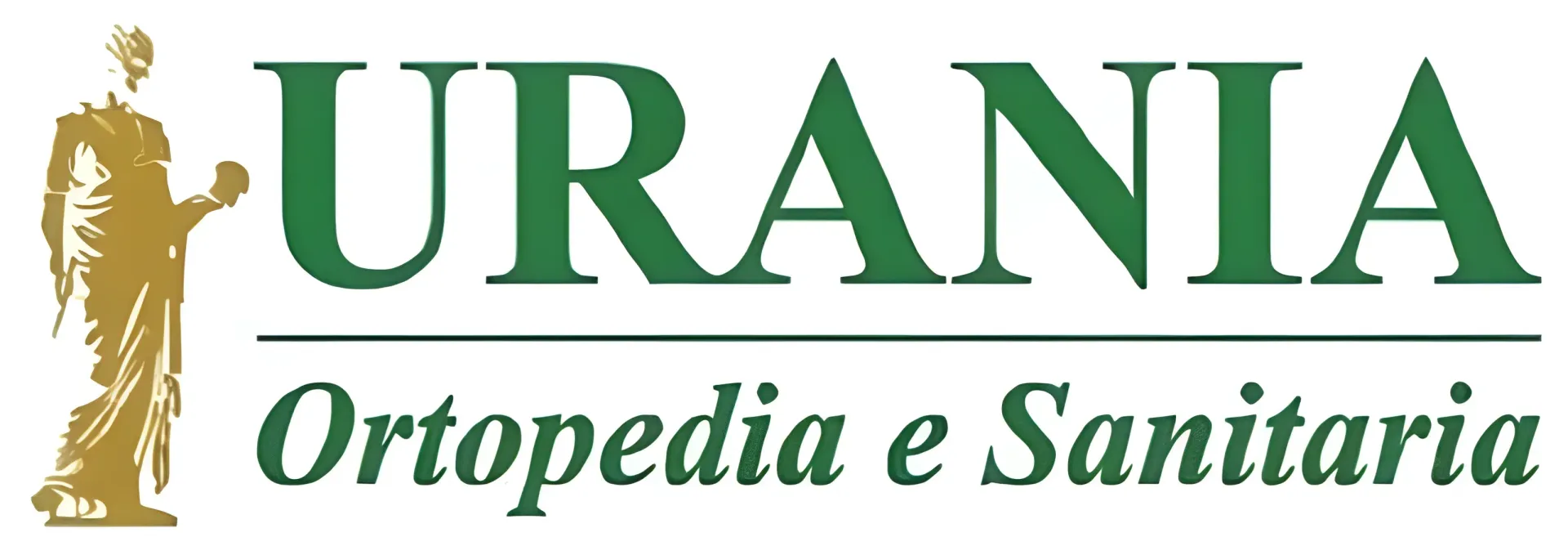 Logo di "URANIA" con l'illustrazione di una statua e la scritta "Ortopedia e Sanitaria" sottostante.