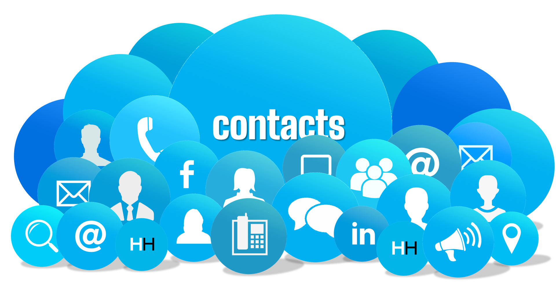 Blue cloud of social media icons labeled 