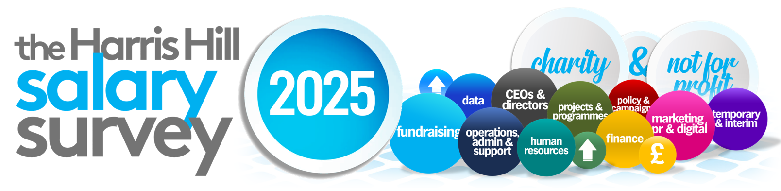 Harris Hill Salary Survey 2025 logo with text and a blue circle with