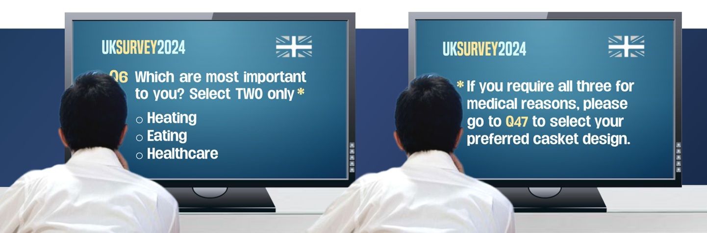 Person looking at a survey on a monitor: