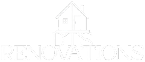 Logo for DTS Renovations in gold and white, with shadow effect.