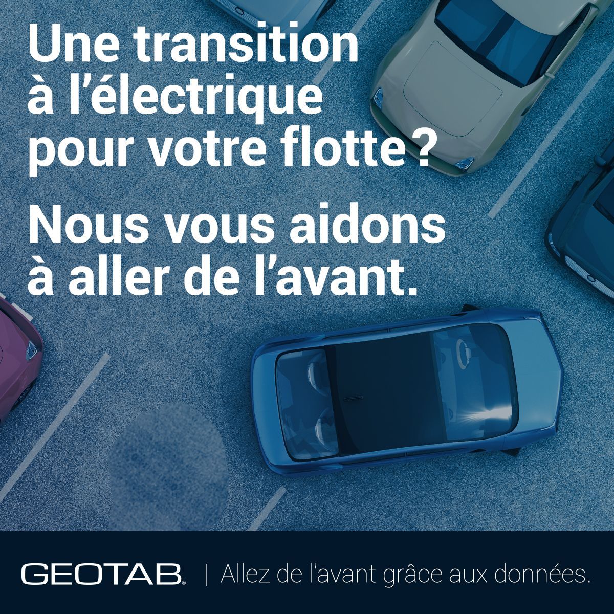 An advertisement for a company called geotab in french