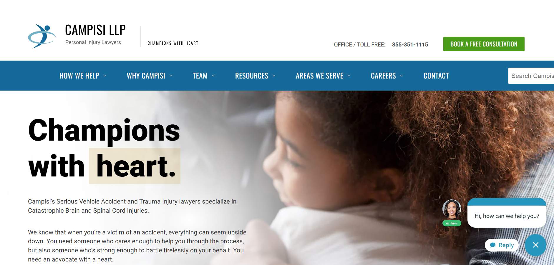 A screenshot of the champions with heart website.