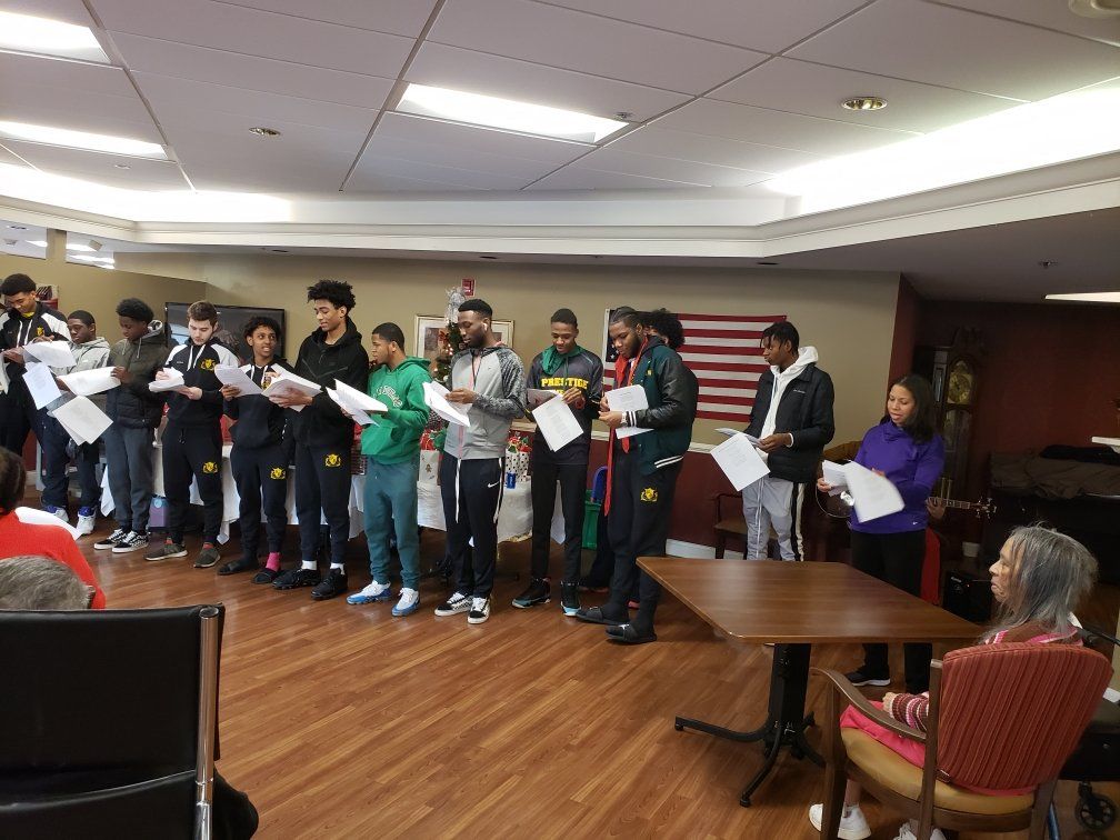 Student Athletes Lining Up