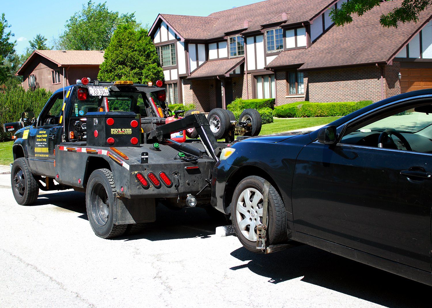 Tow truck towing broken down car — Olympia Fields, IL — Burskgroup Enterprise LLC