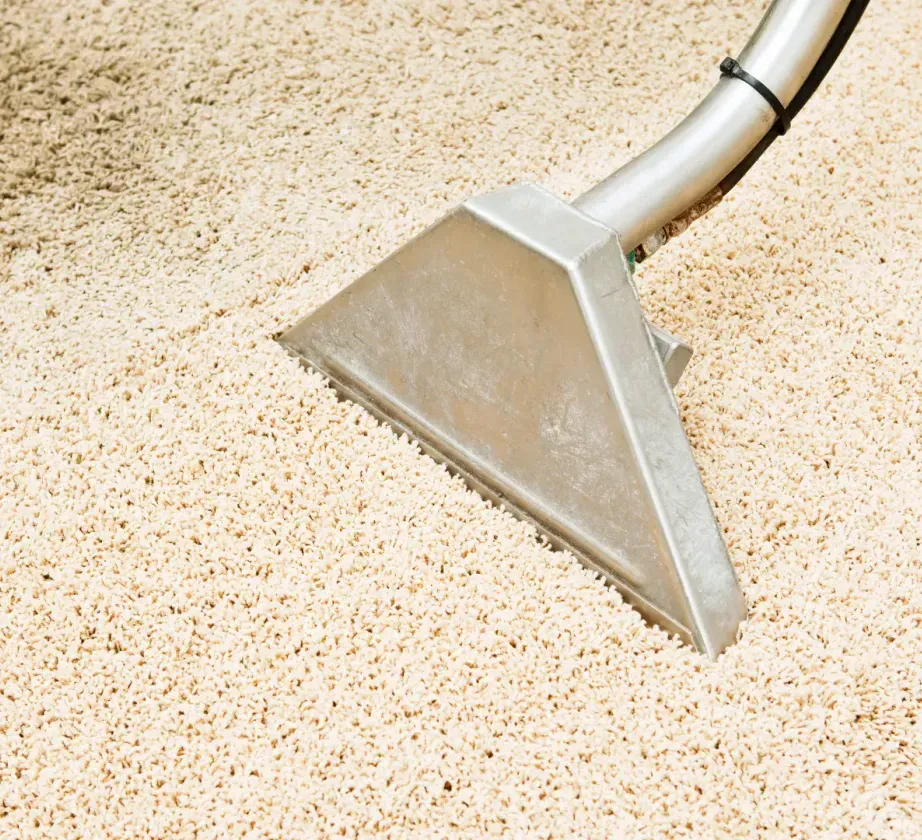 A vacuum cleaner is being used to clean a carpet.