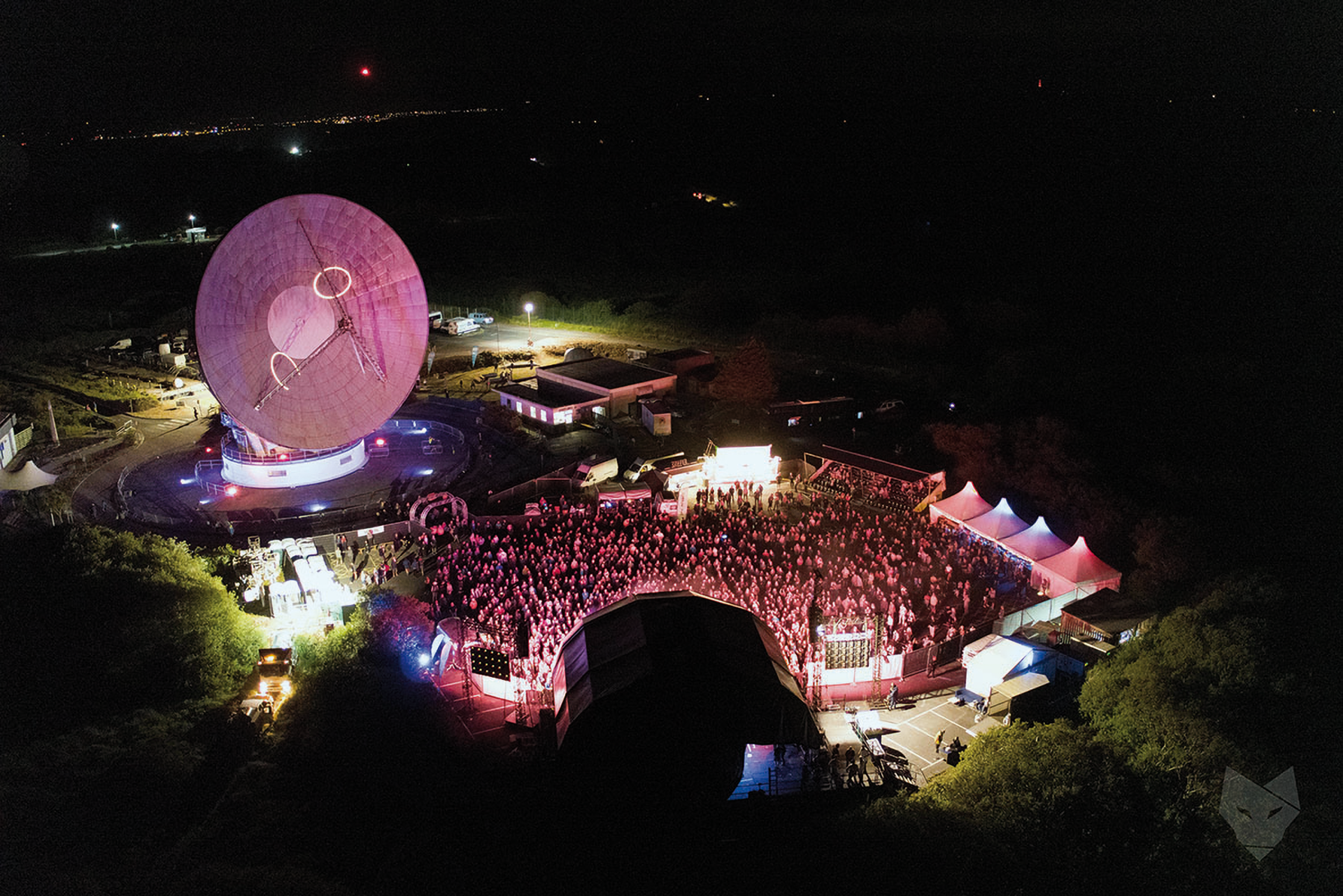 Aerial view at night 'Apollo 50' Festival