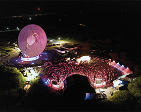 Night time aerial view of Apollo 50 festival