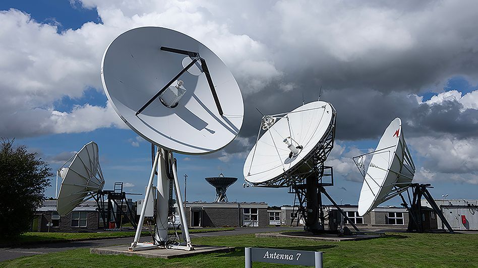 Antennas pointing to various orbiting satellites