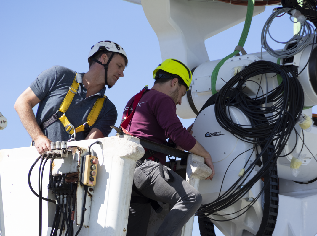 Engineer shown antenna mechanics installation