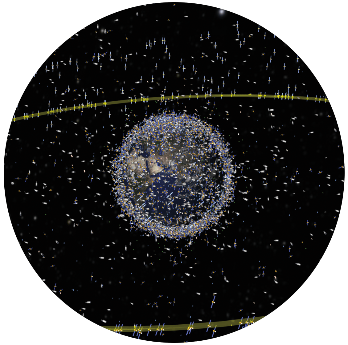 ESA Image showing space satellites in orbit