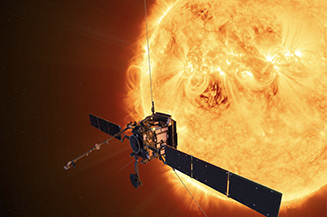 Illustration of ESA Solar Orbiter Spacecraft near the Sun
