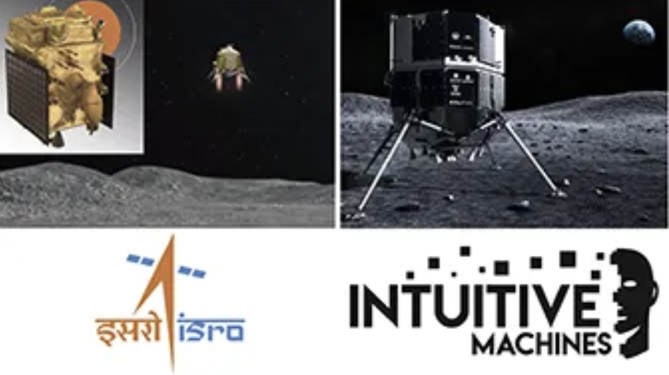 Image showing ISRO and Intuitive Machines space missions Logos