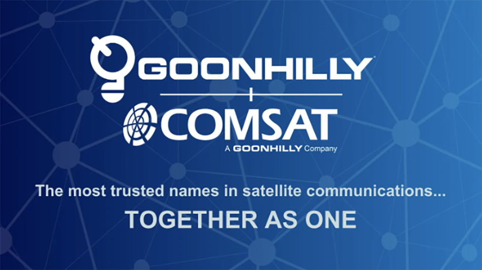 Graphic showing Goonhilly plus COMSAT Teleport Logos