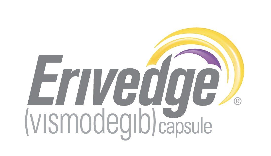 A logo for ervedge vismodegib capsule on a white background