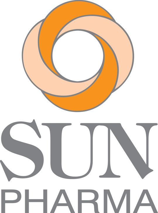 The sun pharma logo has a swirl in the middle of it.