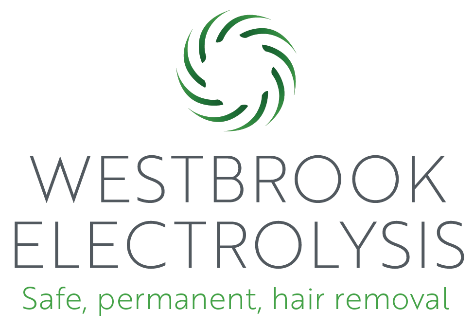 A logo for westbrook electrolysis , a safe , permanent , hair removal company.