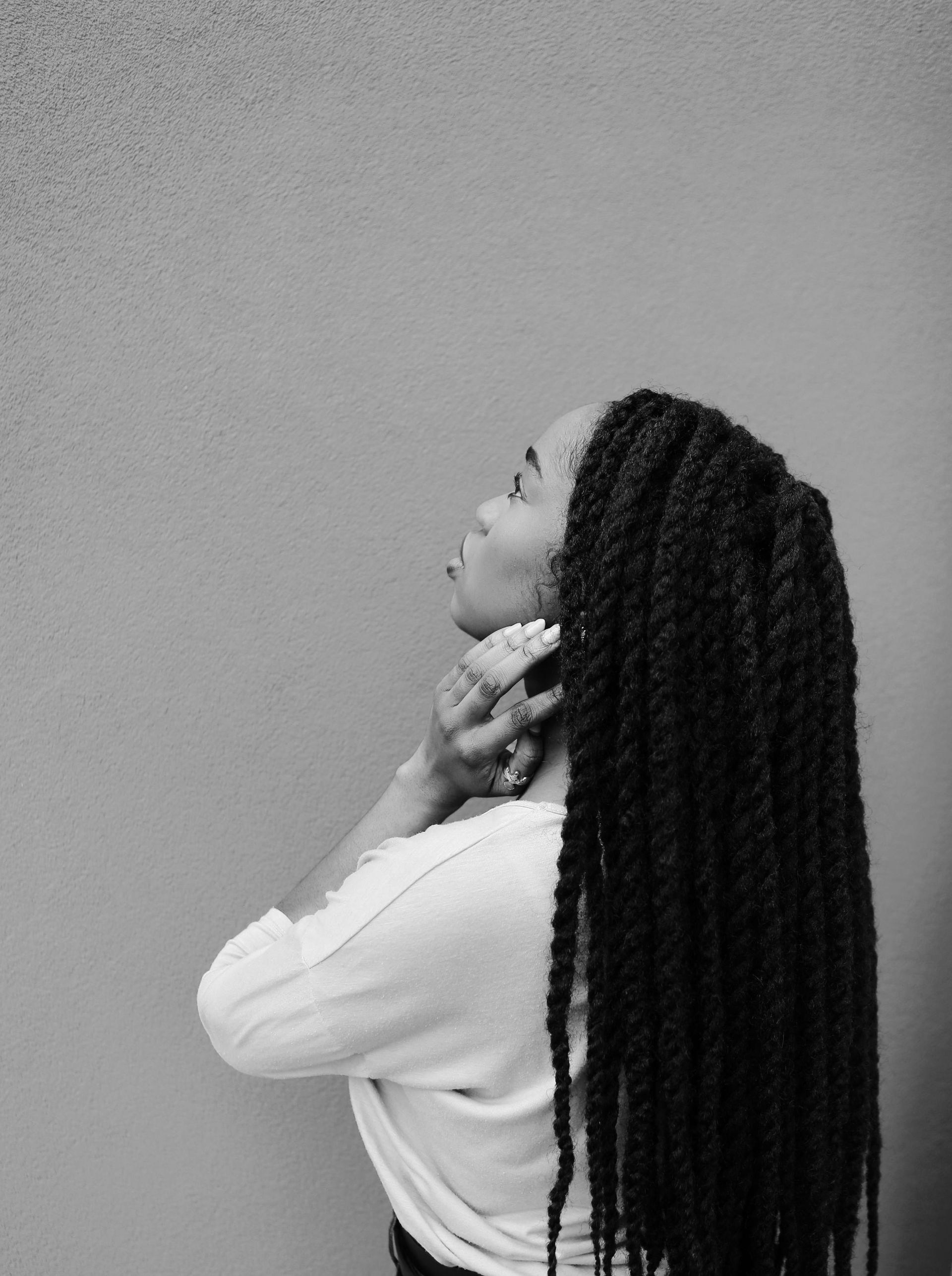 A woman with long black hair