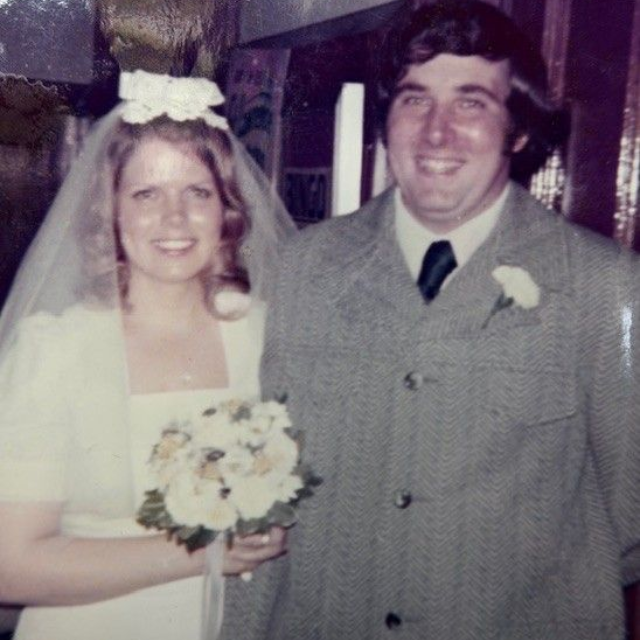 Time and Helen Hoffstedder on their wedding day