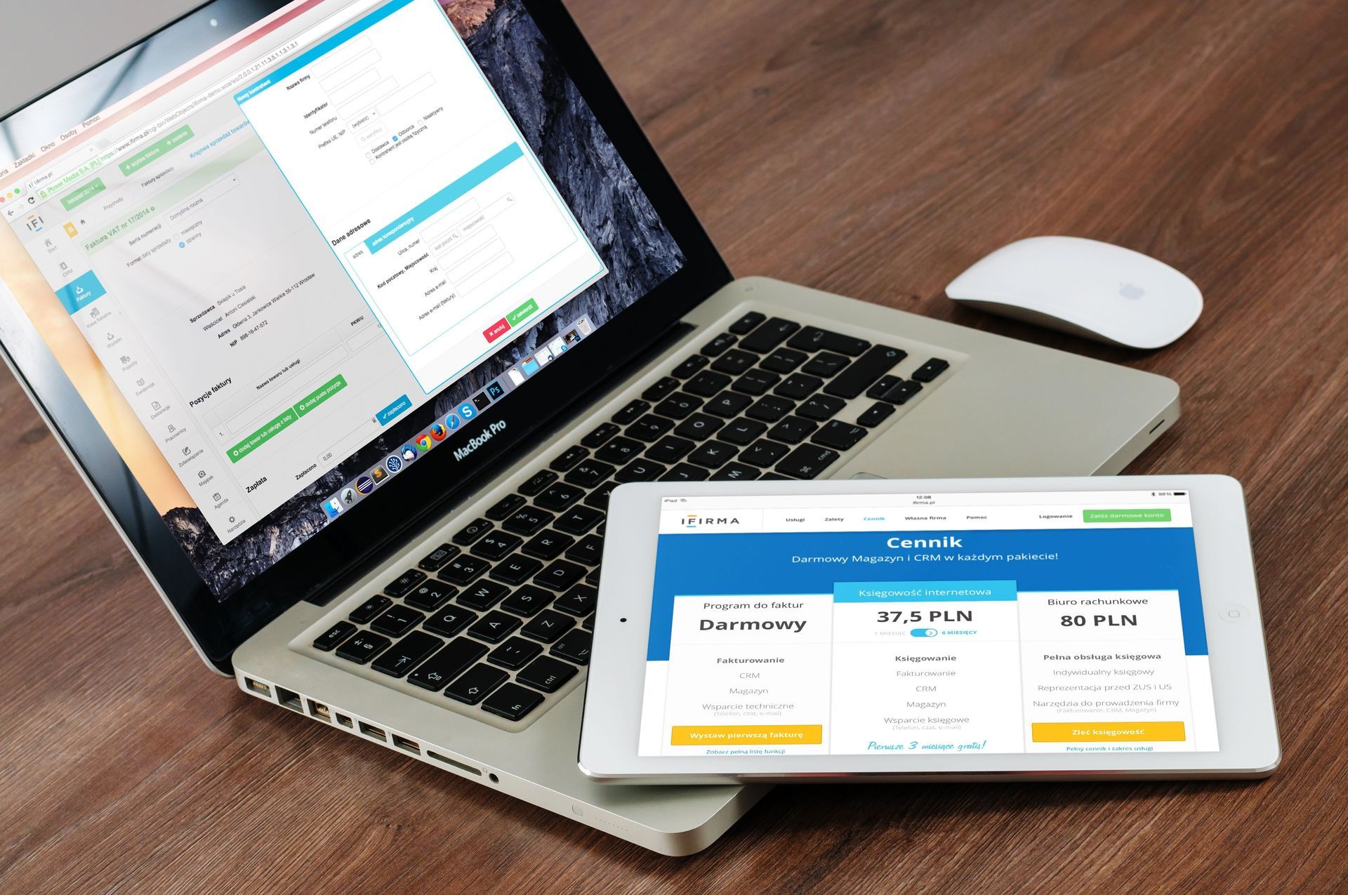 Salesforce CRM software dashboard displayed on a laptop and tablet