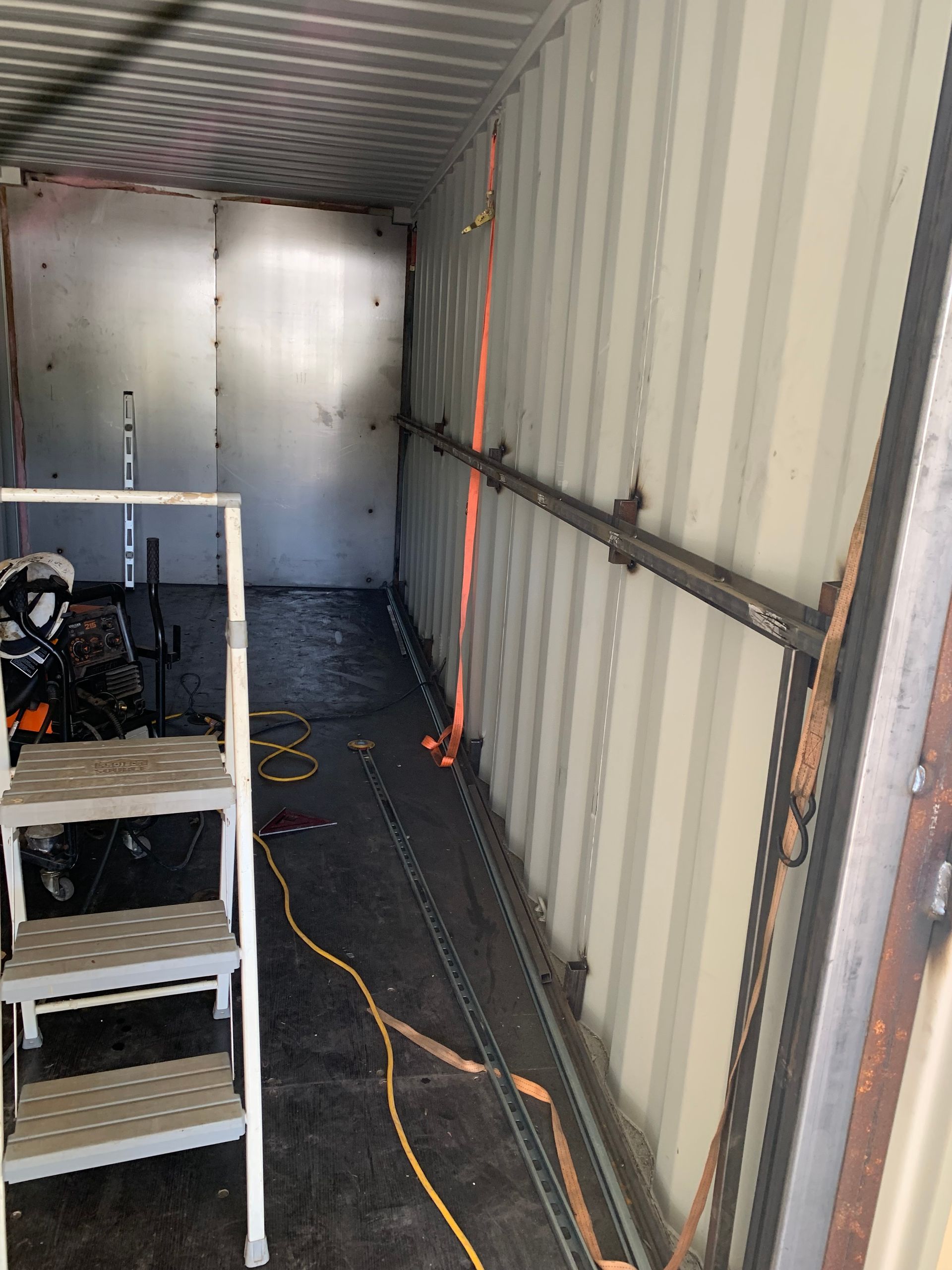 Inside A Container With A Ladder – Savannah, GA – CaM Piping and Welding, LLC