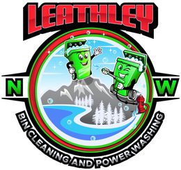 A logo for a company called leathley bin cleaning and power washing.