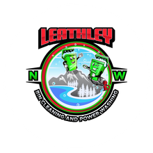 A logo for a company called leathley bin cleaning and power washing.