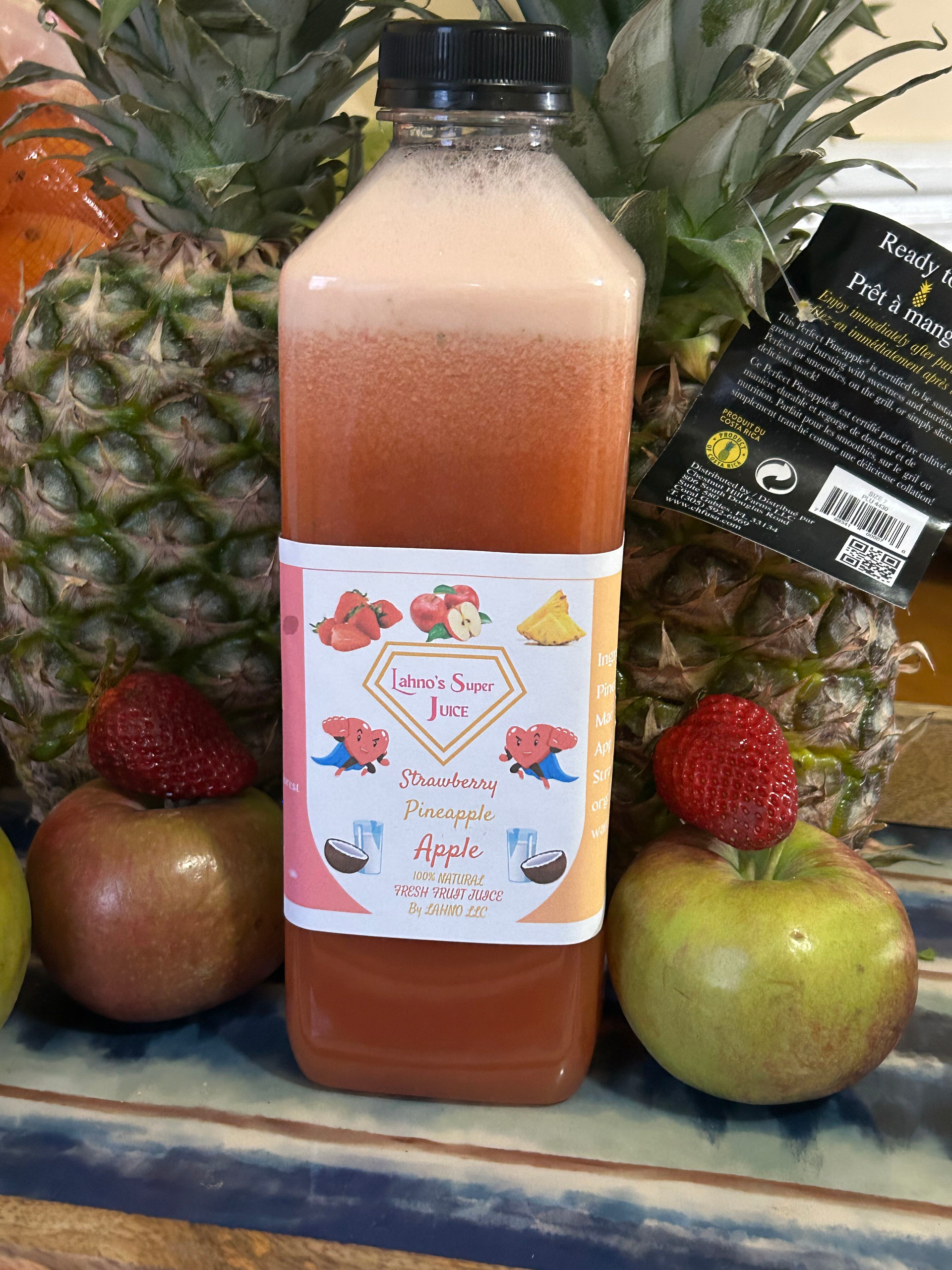 STRAWBERRY, PINEAPPLE, APPLE COLD PRESSED FRESH FRUIT JUICE  12oz, 33oz or 12oz 6 pack