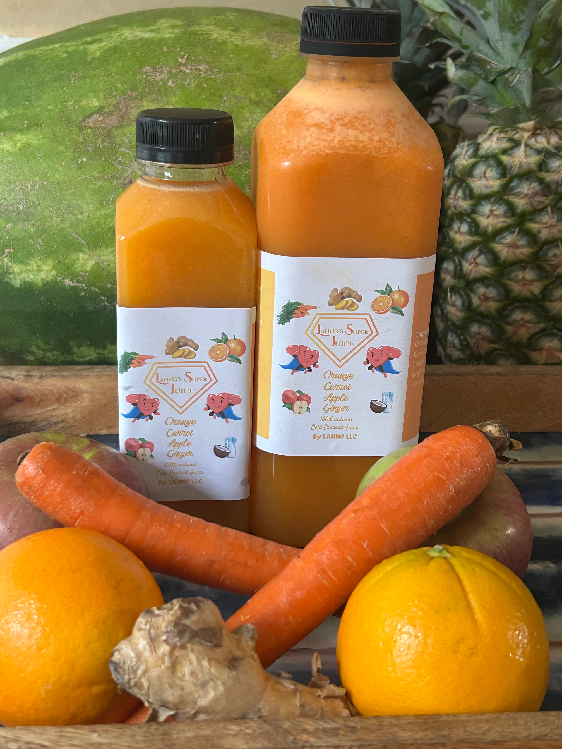 Orange Carrot Apple & Ginger Cold Pressed Juice 12oz, 33oz or 12oz 6 pack