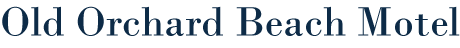 The text "Old Orchard Beach Motel" in dark blue, serif lettering on a white background.