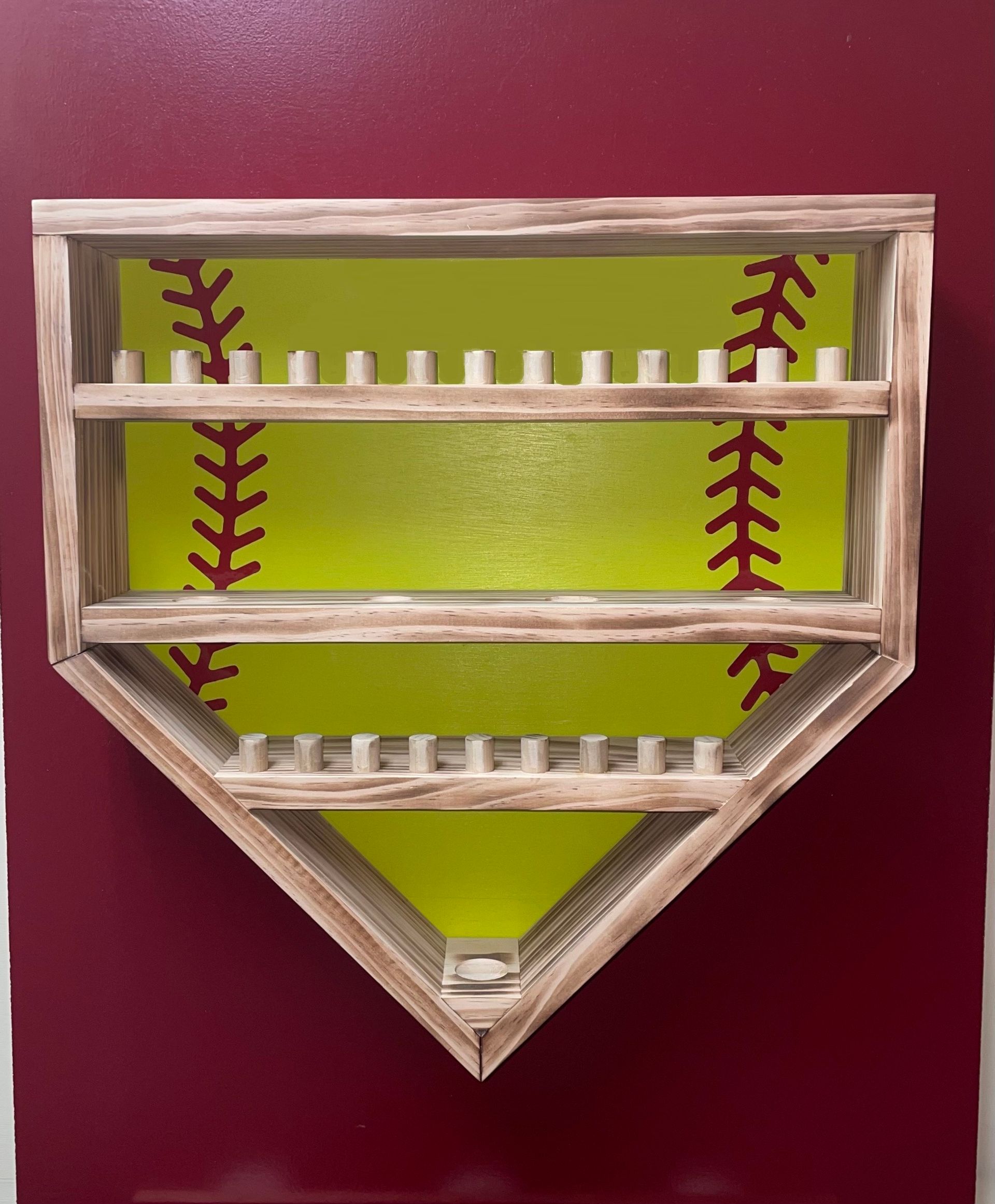 Rustic Softball and Ring Display with Traditional Softball Backboard.