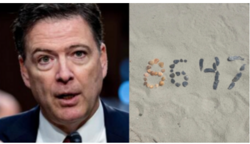 A picture of a man next to a picture of a sandy beach with the number 647 written in the sand