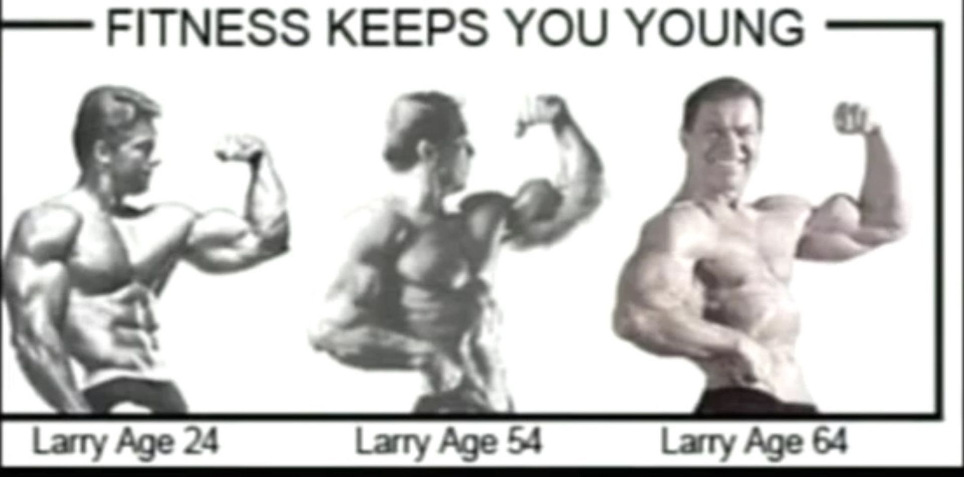 Larry age 24 larry age 54 and larry age 64 are shown