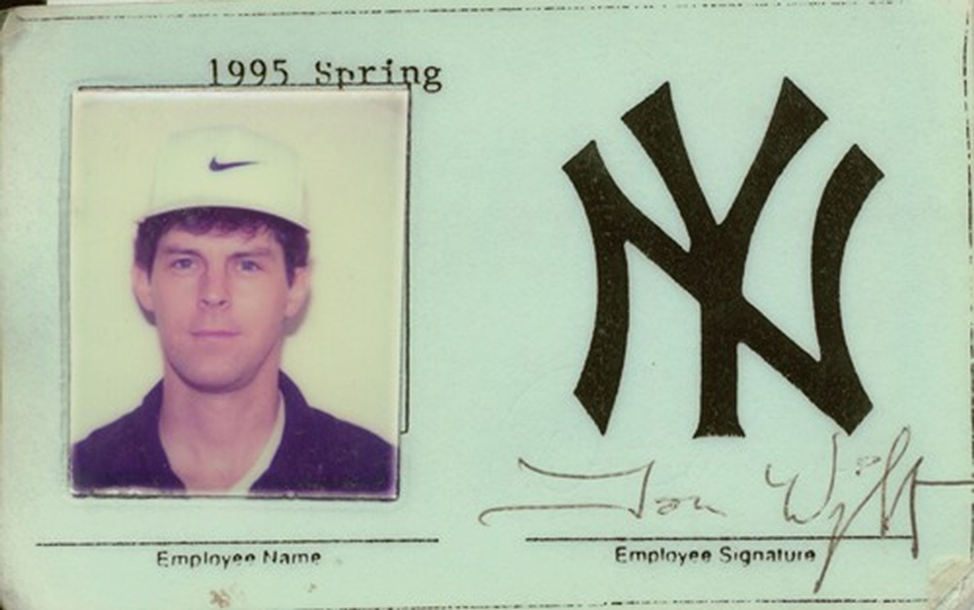 A picture of Tom Wright with NY logo on it