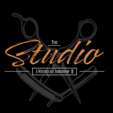 The Studio Barbershop Logo - Black Background