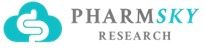 Logo for PharmSky Research, featuring a stylized cloud icon with a white 