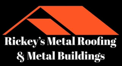 A logo for rickey 's metal roofing and metal buildings