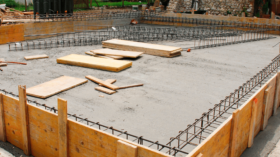 Foundation of a home being built