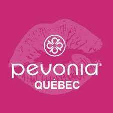 Le logo de pevonia québec est un fond rose avec un baiser dessus.