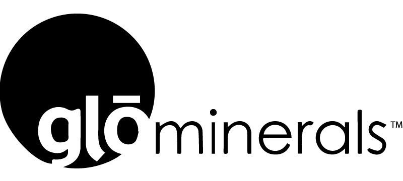 Un logo noir et blanc pour une société appelée Glo Minerals