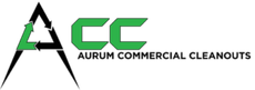 Logo for Aurum Commercial Cleanouts with ACC in green and recycle symbol in the A.