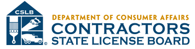 The logo for the department of consumer affairs contractors state license board