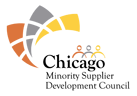 The logo for the chicago minority supplier development council.