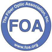 The logo for the fiber optic association inc.