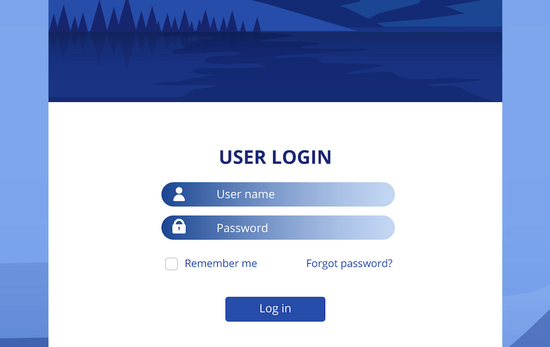 Uma captura de tela de uma página de login do usuário com fundo azul