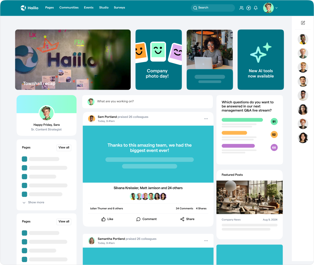 A screenshot of the Haiilo platform.