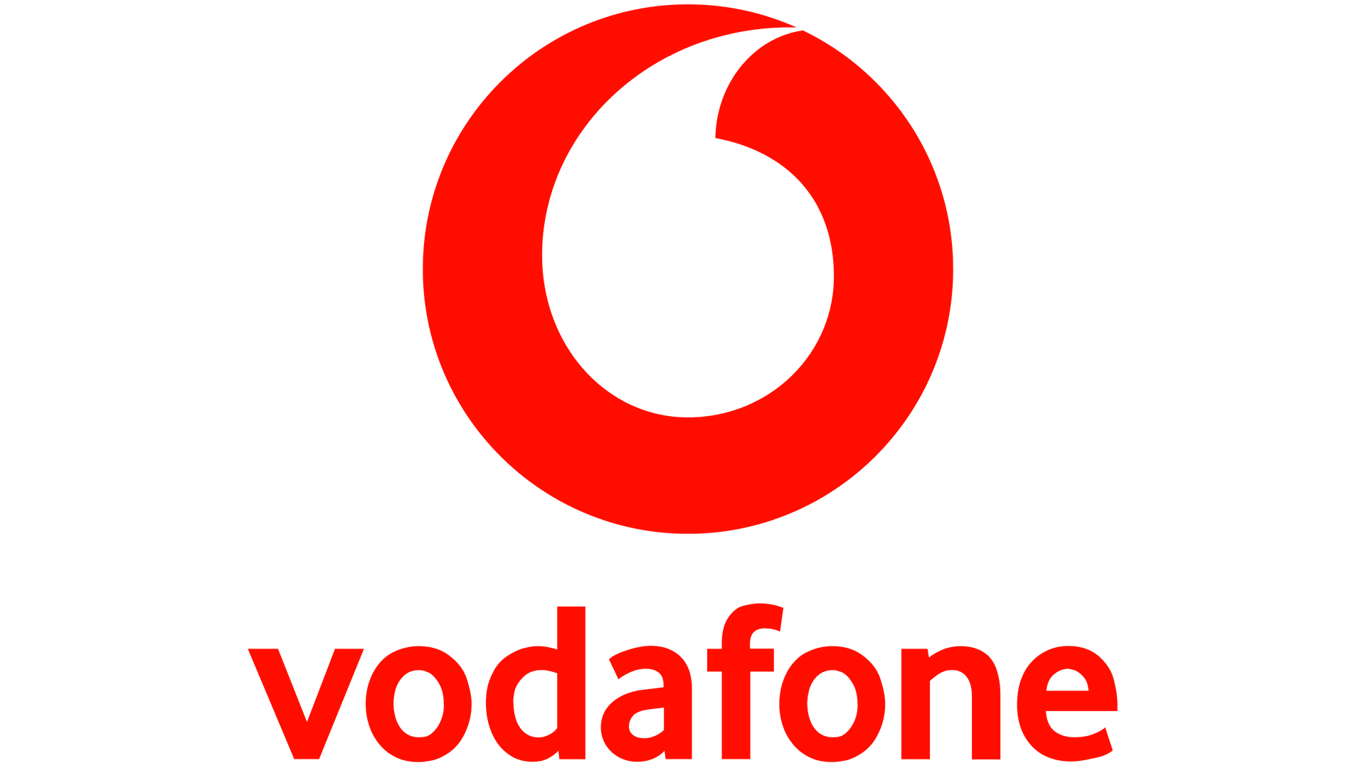 A red vodafone logo on a white background