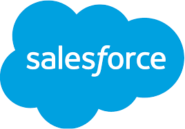 A blue cloud with the word salesforce on it